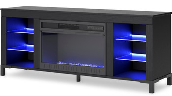 VONDALE Black TV Stand with Fireplace & LED's