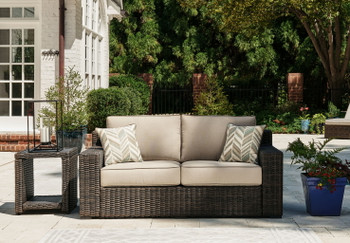 Coastline Bay - Loveseat W/Cushion - Brown