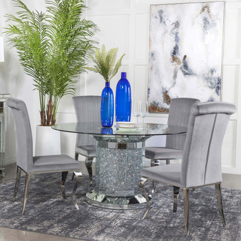 KAROLINA Mirror Diamond 5 Piece Dining Set with DARLA Gray Chairs