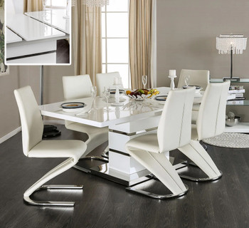 PLEXTON Glossy White 7 Piece Dining Set