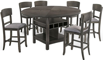 ARCTON Gray 7 Piece Counter Height Set With Lazy-Susan