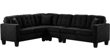 KAVALA Black Water-Resistant Fabric 107" x 84" Reversible Sectional