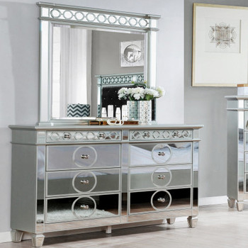 INSIGNA Silver Velvet & Mirror Bedroom Set