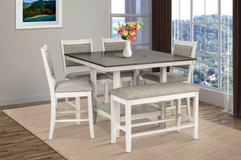D2310 - Counter Height Table + 4 Chair + Bench Set