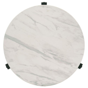 Tandi - Round End Table Faux Marble - White And Black