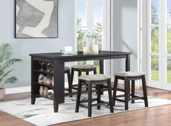 Elliston - 5 Piece Rectangular Counter Height Dining Set - Dark Grey And Beige