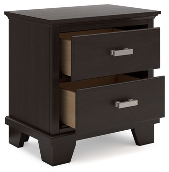 Covetown - Two Drawer Night Stand - Dark Brown
