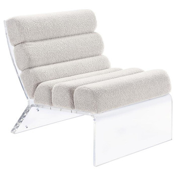 Serreta - Boucle Upholstered Armless Accent Chair With Clear Acrylic Frame