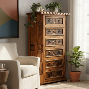 WESTON 37" Wide x 59" Height Chest with Real Cowhide