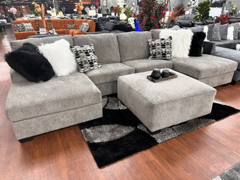 KAVANA Taupe 144" Wide Double Chaise Sectional