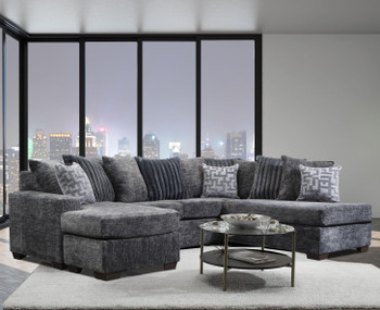 MIDWAY Charcoal 117" Wide Double Chaise Sectional