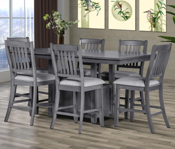 PERUGIA Gray 7 Piece Counter Height Set