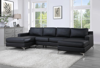 CHIYO Black 122" Wide Double Chaise Sectional