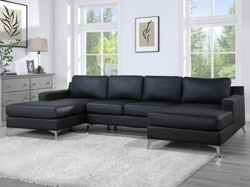 CHIYO Black 122" Wide Double Chaise Sectional