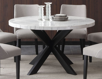 Xena - Marble Top Round Table - White / Black