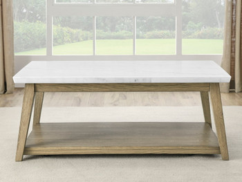 Vida - Marble Top Coffee Table With Casters - Brown