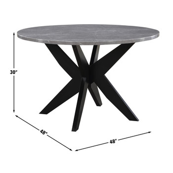 Amy - Round Faux-Marble Dining Table - Gray