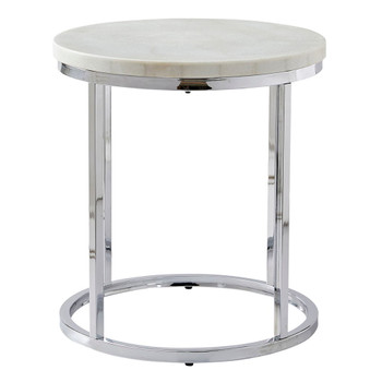Echo - White Marble Top Round End Table - White