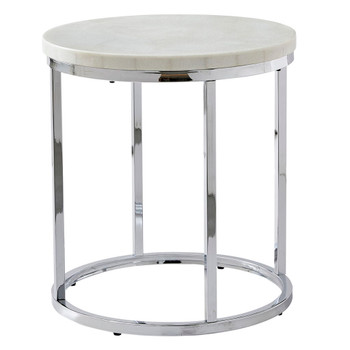 Echo - White Marble Top Round End - White