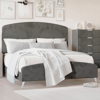 PRINCETON Gray Corduroy Velvet Bed