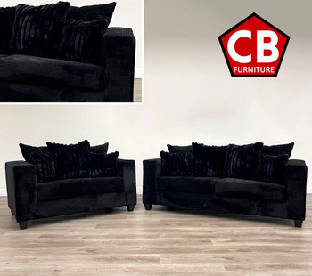 ORTIZ Black Corduroy Sofa & Loveseat