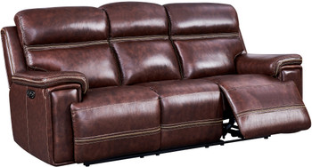 ALCAZAR Dark Brown 100% Top-Grain Leather Power Reclining Livingroom with Adjustable Headrests