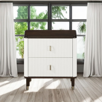 Carena - Nightstand With USB - White & Brown