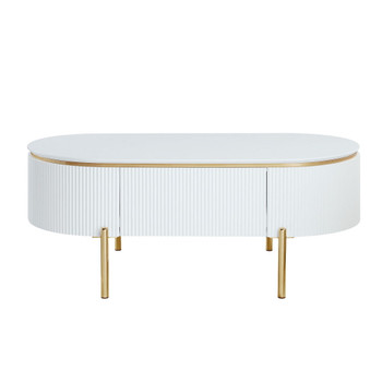 Daveigh - Coffee Table - White High Gloss & Gold