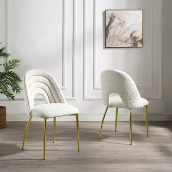 Fadri - Side Chair Set of 2) - Teddy Sherpa & Mirrored Gold