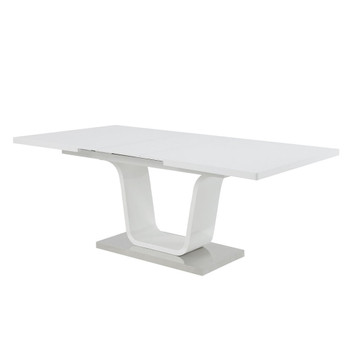 Kamaile - Dining Table With Leaf - White High Gloss