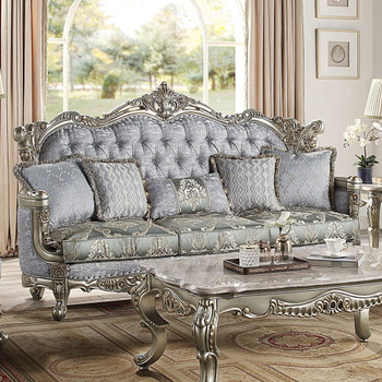 Miliani - Sofa With 5 Pillows - Fabric & Antique Bronze
