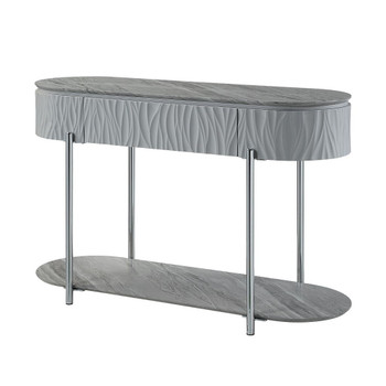 Yukino - Sofa Table - Gray High Gloss & Chrome