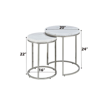 Zaidee - Nesting Table Set - Marble Top & Nickel
