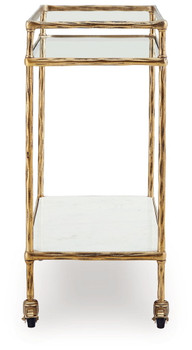 Plattfield - Bar Cart - Antique Gold Finish