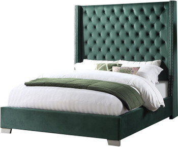 KARINA Green Velvet Bed with Button Tufting