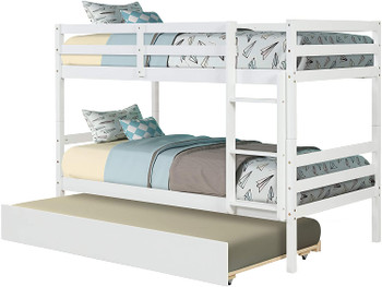 Paulina White Twin Over Twin Bunkbed With Trundle