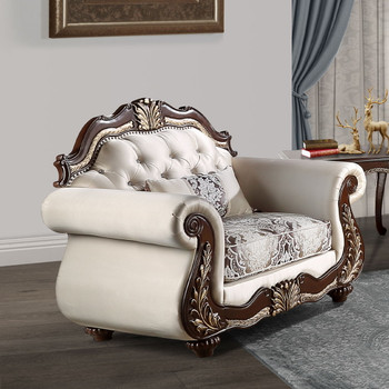 Pierce - Chair With Pillow - Beige Fabric & Cherry