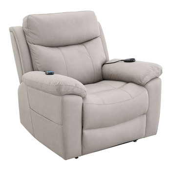 Chriki - Power Recliner With Lift & Heating & Massage - Beige Chenille & Black