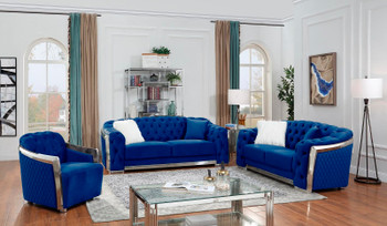 HESTON Blue Velvet Sofa & Loveseat