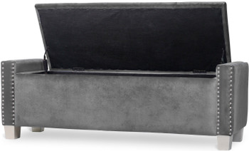 ELENA Gray Velvet 52" Wide Storage Bench