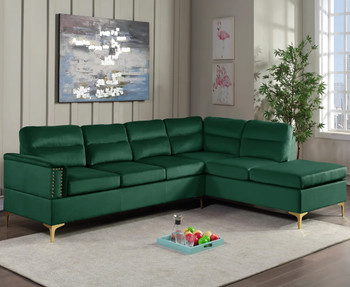 CAPRICE Green Velvet 100" Wide Sectional