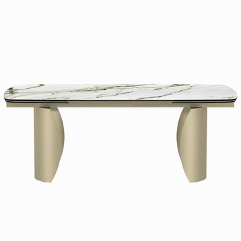 Cora - Dining Table - Ceramic Top & Golden Champange