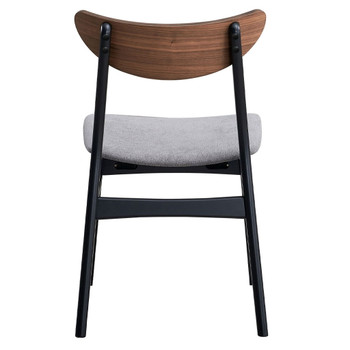 Rebi - Side Chair (Set of 2) - Gray Linen, Walnut & Black