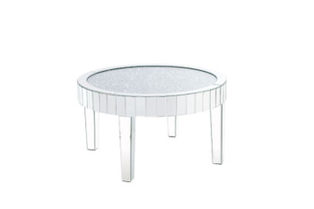 Noralie - 32" Round Coffee Table - Mirrored & Faux Diamonds