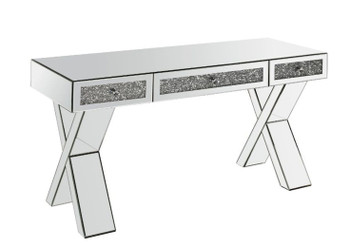 Noralie - 32" Writing Desk - Mirrored & Faux Diamonds