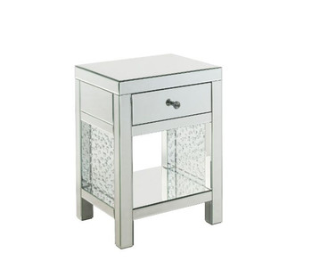 Nysa - 18" X 14" Accent Table - Mirrored & Faux Crystals