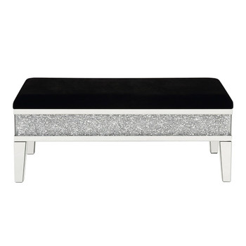 Noralie - 19" Bench With Storage - Mirrored & Faux Diamonds
