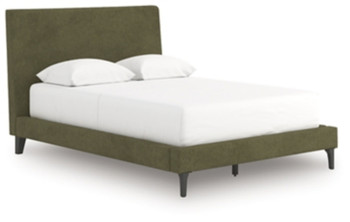 Chirason - Sage Green - Queen Upholstered Bed With Roll Slats
