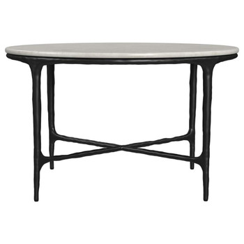 Hermas - Round Genuine Marble Top Metal Coffee Table - White