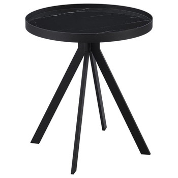 Briggs - Round Marble Printed Glass Top End Side Table